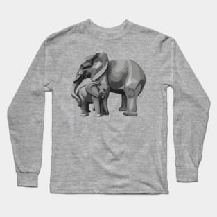 Elephant Mama and Baby Long Sleeve T-Shirt